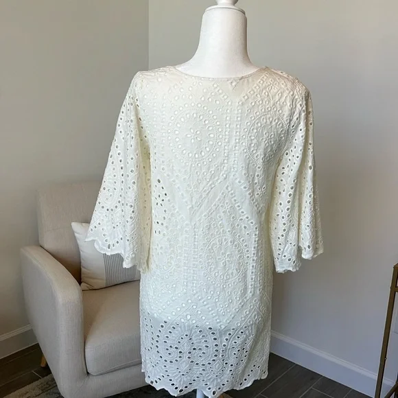 Maaji Eyelet Embroidered Cover Up Dress Ivory Beach Mini Small Coastal Chic